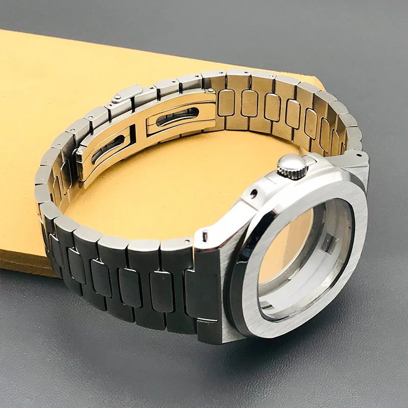 42mm Nautilus Watch Case japan NH35 Replace Case Fit NH35 NH36 7S26 PT5000 Movement Installed Stainless Steel Watch Strap