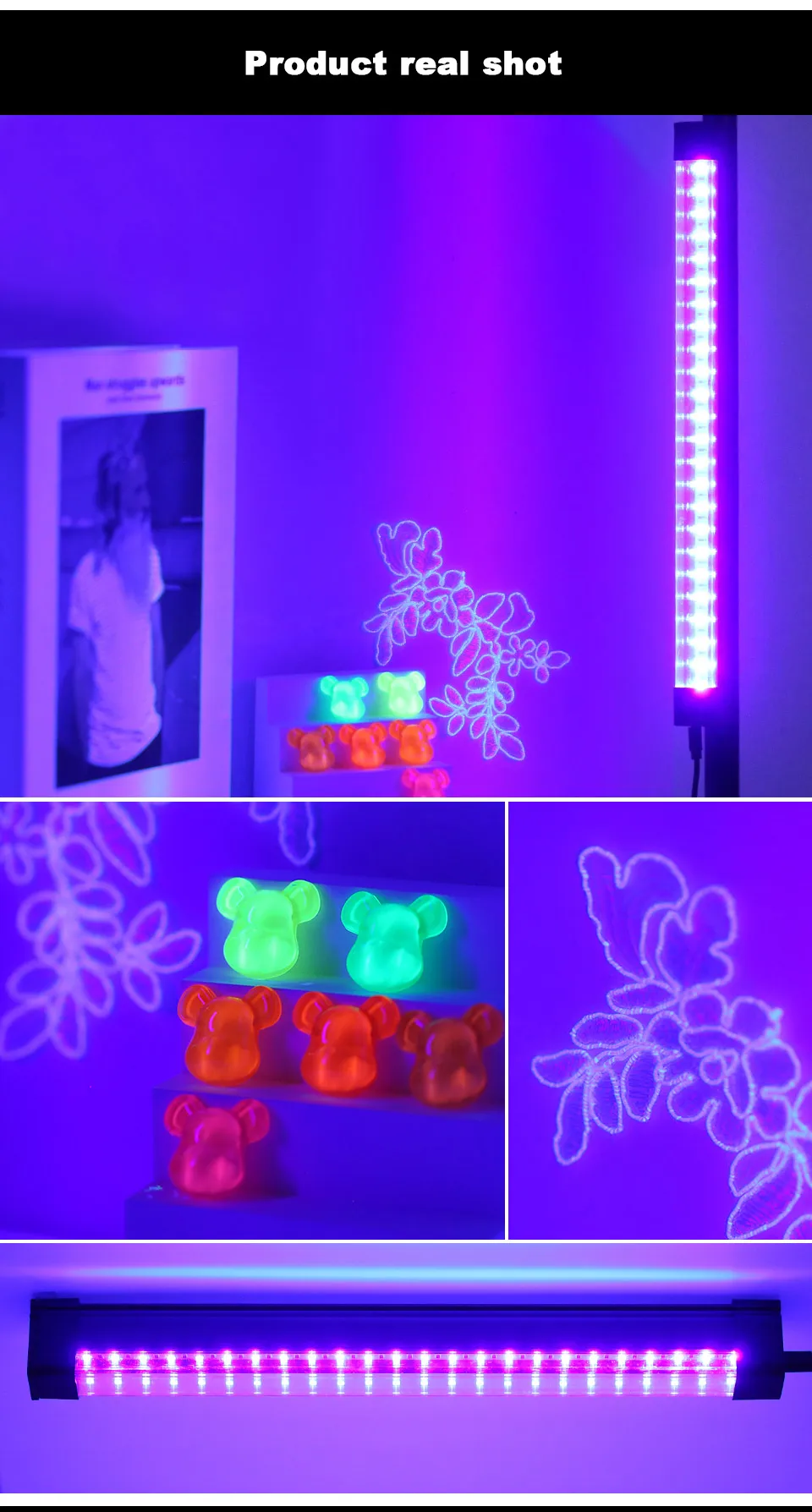 2 Teile/los 5W USB UV LED Schwarz Licht T8 Schwarzlicht Bar 395nm 400nm Fluoreszierende Party Disco T8 rohr UV Streifen Lichter Ultravilet Lampe – Detail 6