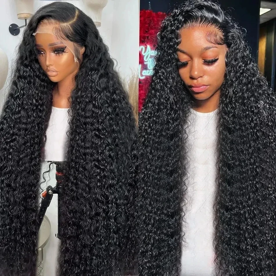 32 Inch Human Hair Wig Brazilian Deep Wave Human Hair Wig Transparent 13X4 Lace Frontal Wig 13X6 Curly Glueless Wigs For Women