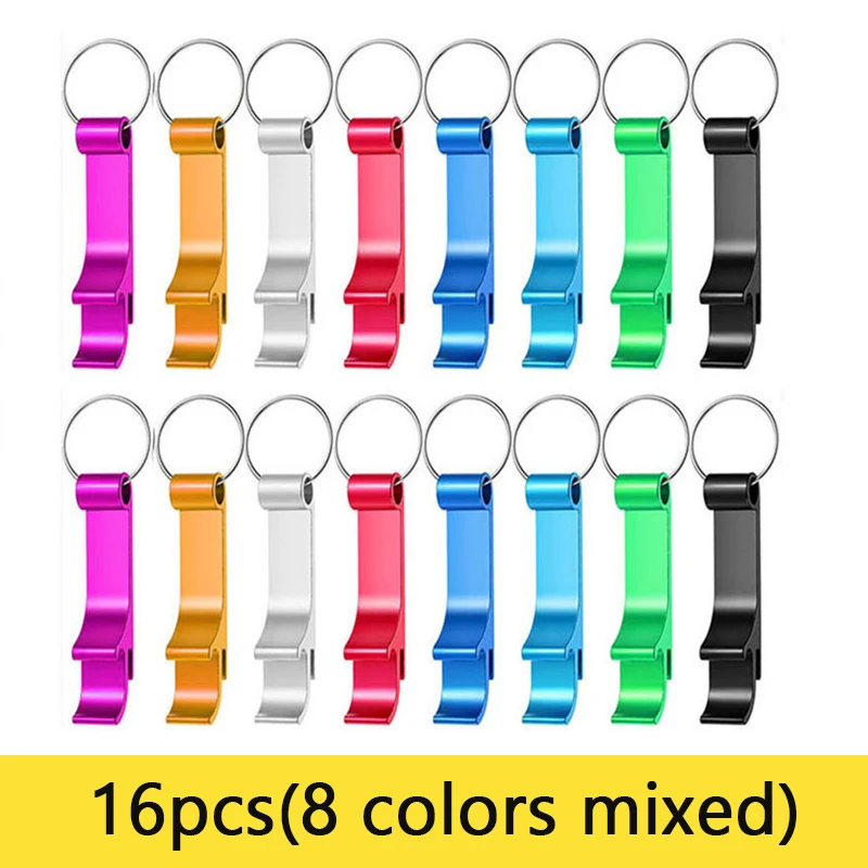 

16Pcs Bottle Opener Keychain Aluminum Beer Bottle Openers Metal EDC Soda Keyring Tool Gift Accessories for Kitchen