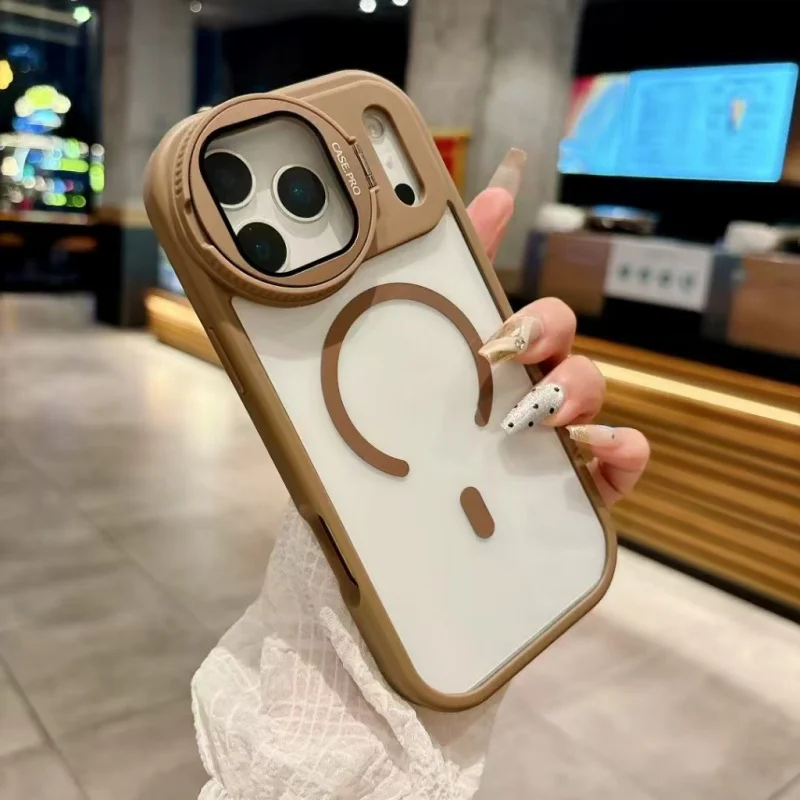 Capa de carregamento magnético sem fio minimalista, cor sólida, para iphone 17 pro max 16 15 14 13 12 11 plus air, capa de lente com buraco grande