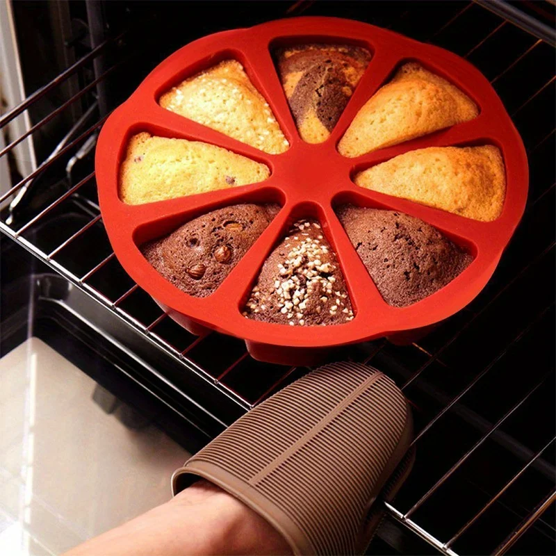 1pc Silicone Triangle Cake Mold Set - Suitable for 8-cavity Non Stick Baking Trays for Brownies, Pancakes, Cupcakes, Etc