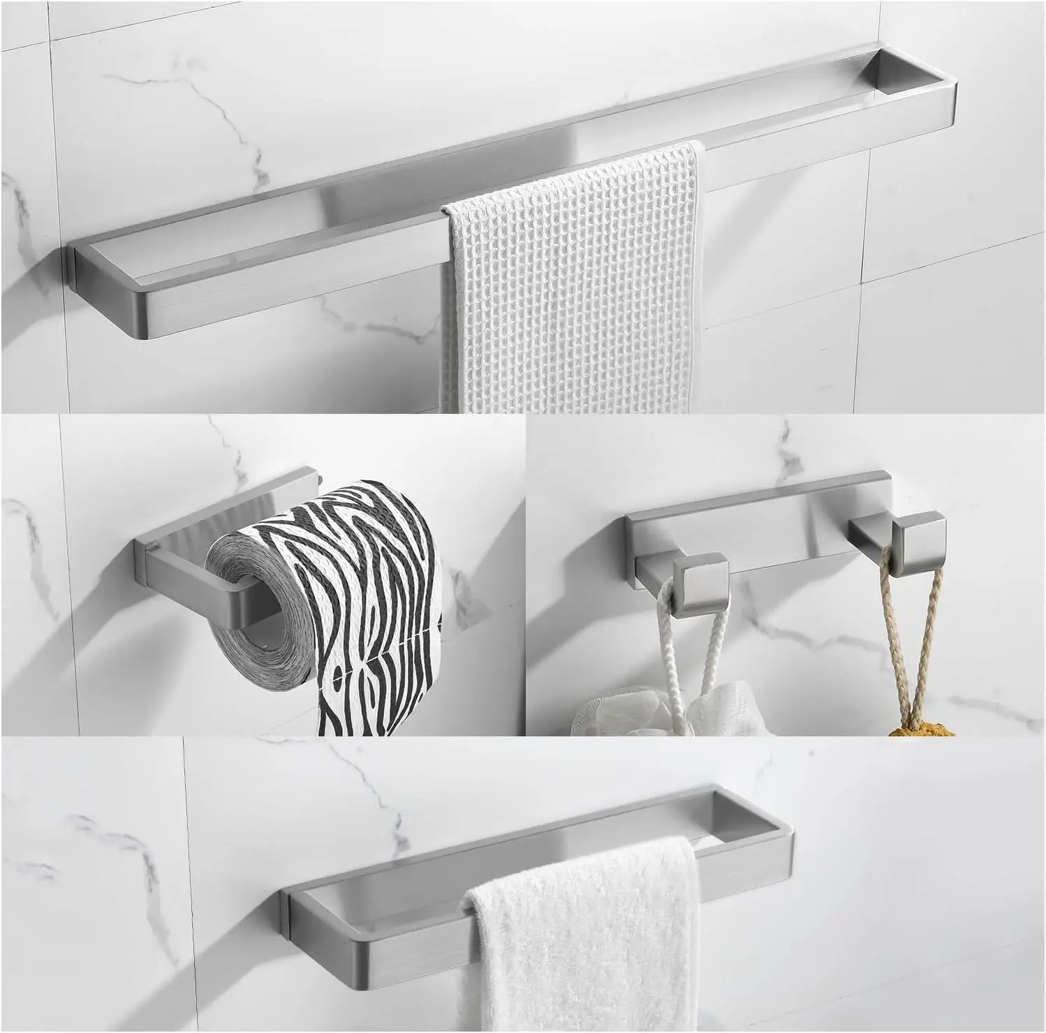 

Набор из 4-х держателей для полотенец из нержавеющей стали, отделка матовый никель, настенное крепление для легкой установки