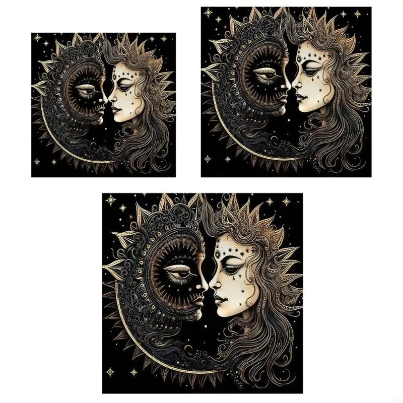 N58B 50x50/60x60/75x75cm Tarot Tablecloth Mat Geometric Divinations Table Cloth Board Game Oracles Card Pad Support Mat