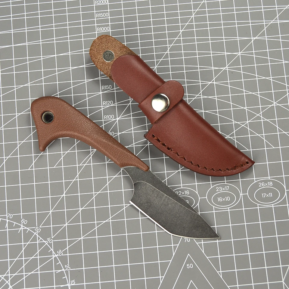 Fixed Blade Camping Hunting Survival EDC Portable Tool Knife with Leather Sheath