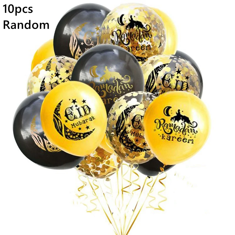 10pcs Eid Balloon Ramadan Decoration For Home 2025 Kareem Gurbang Islamic Festival Eid al-fitr Aid Mubarak Muslim Party Decor