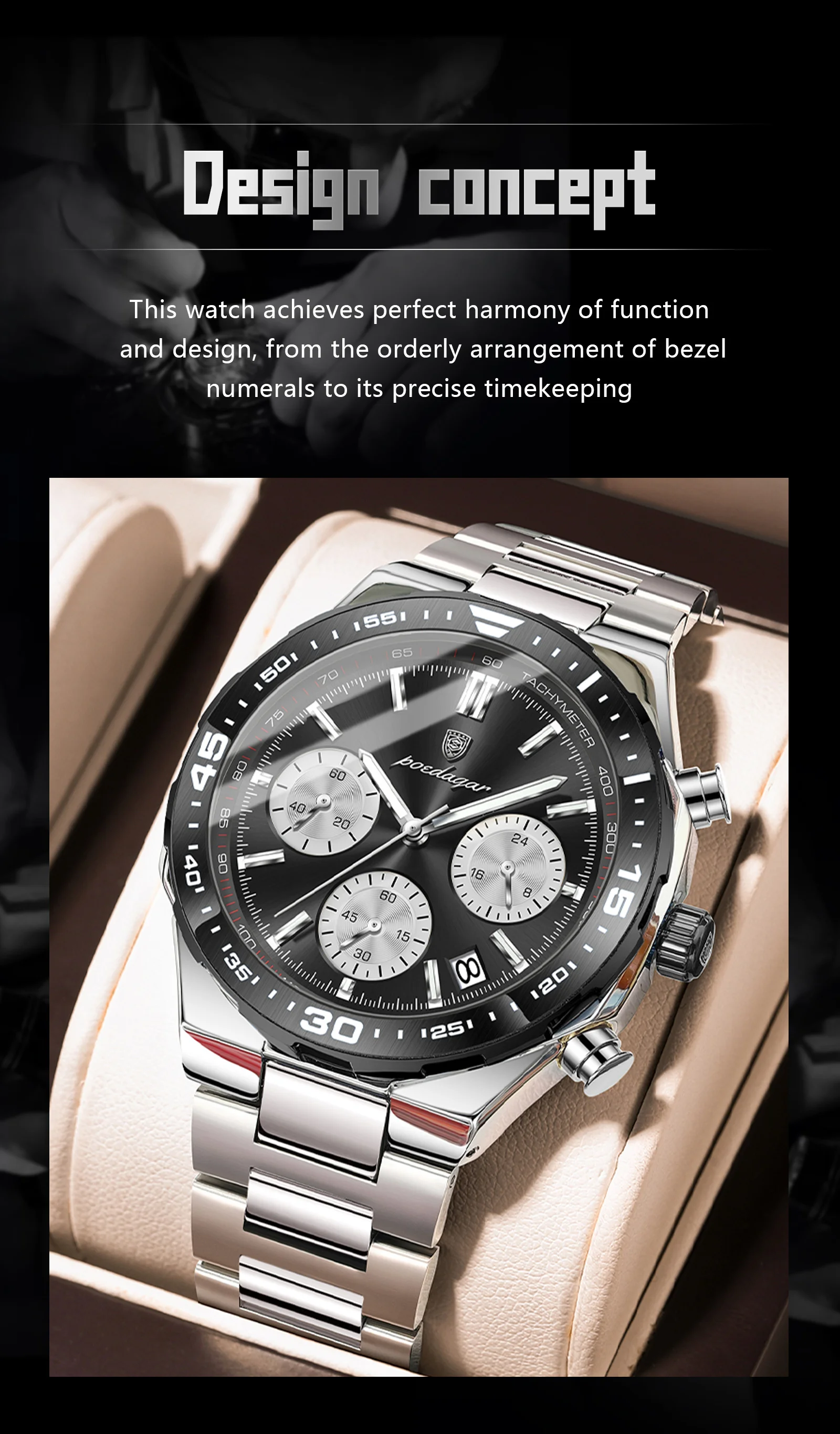 POEDAGAR Men's Watch Image 3