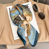 70 × 70cm Satin Square Scarf – Korean-Style Printed Hairband, Neck Tie and Hair Scarf