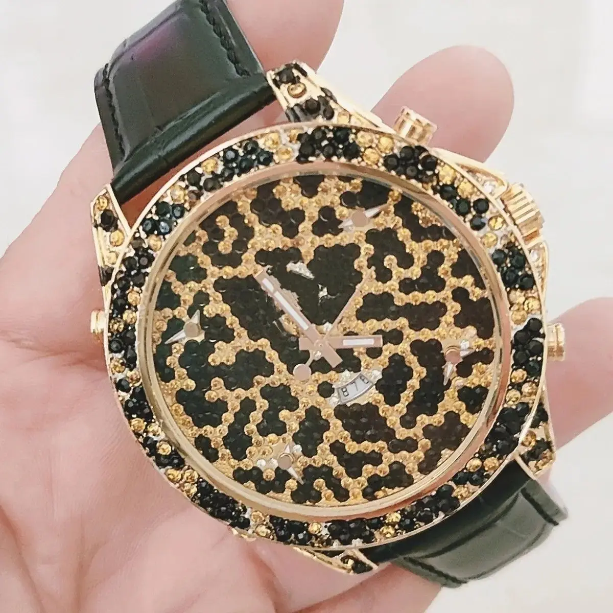 Montre à Quartz pour hommes, montre à Quartz pour femmes, montre de ceinture à grande plaque en strass pour garçons et filles