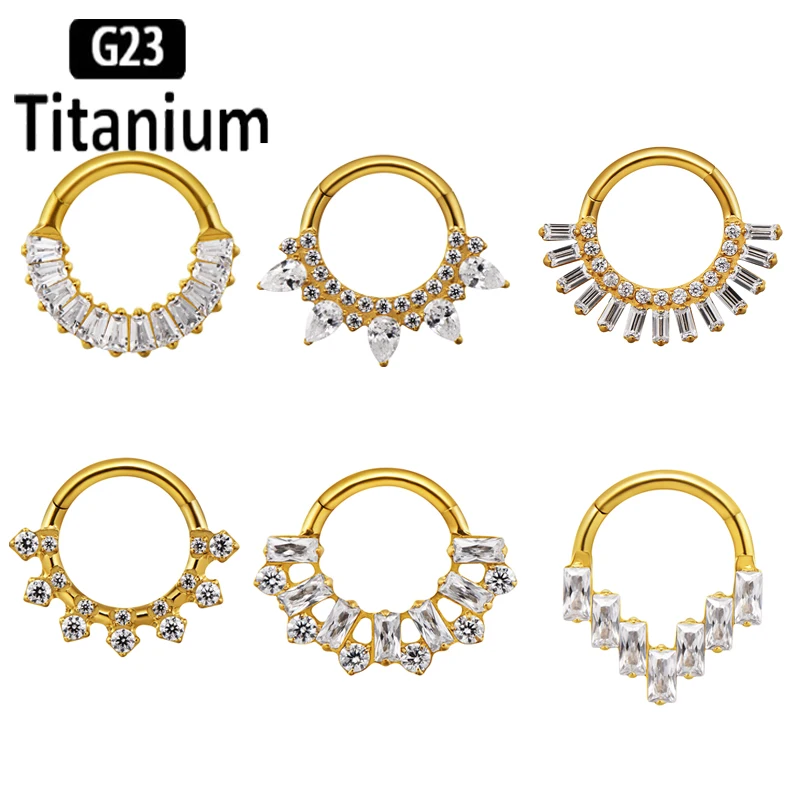 

ASTM F136 Titanium Nose Rings Earrings Hinged Segment Clicker Ring Septum Hoop Nose Ear Nipple Rings Helix Piercing Body Jewelry