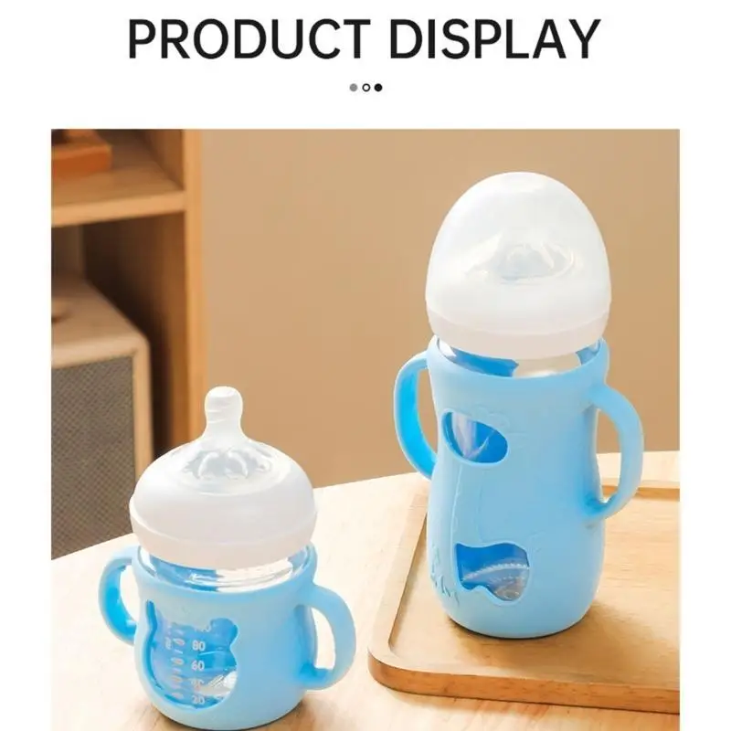U13F حامل مقبض زجاجة مريح، غطاء مقبض زجاجة حليب الأطفال، يشجع على تطوير الإمساك