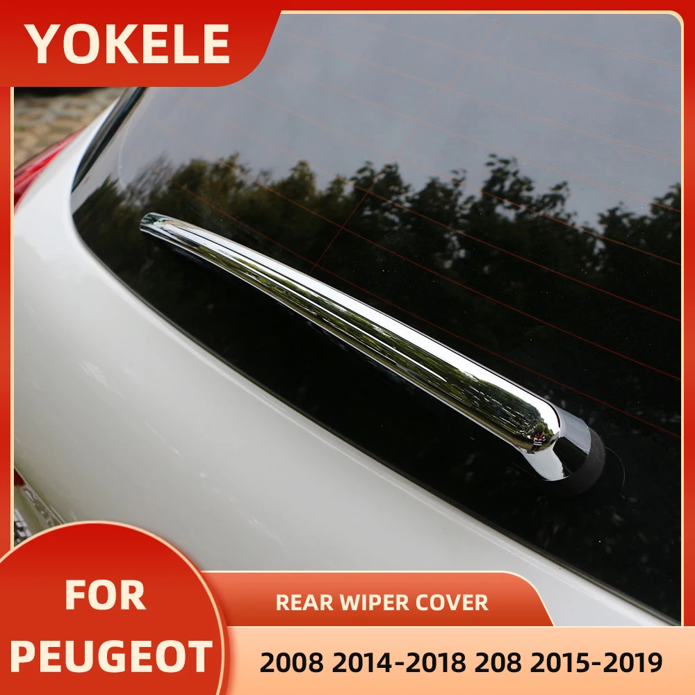 Car Rear Trunk Window Rain Wiper Trim Sticker For Peugeot 2008 2014-2018 208 2015-2019 ABS Chrome Cover Decoration Styling