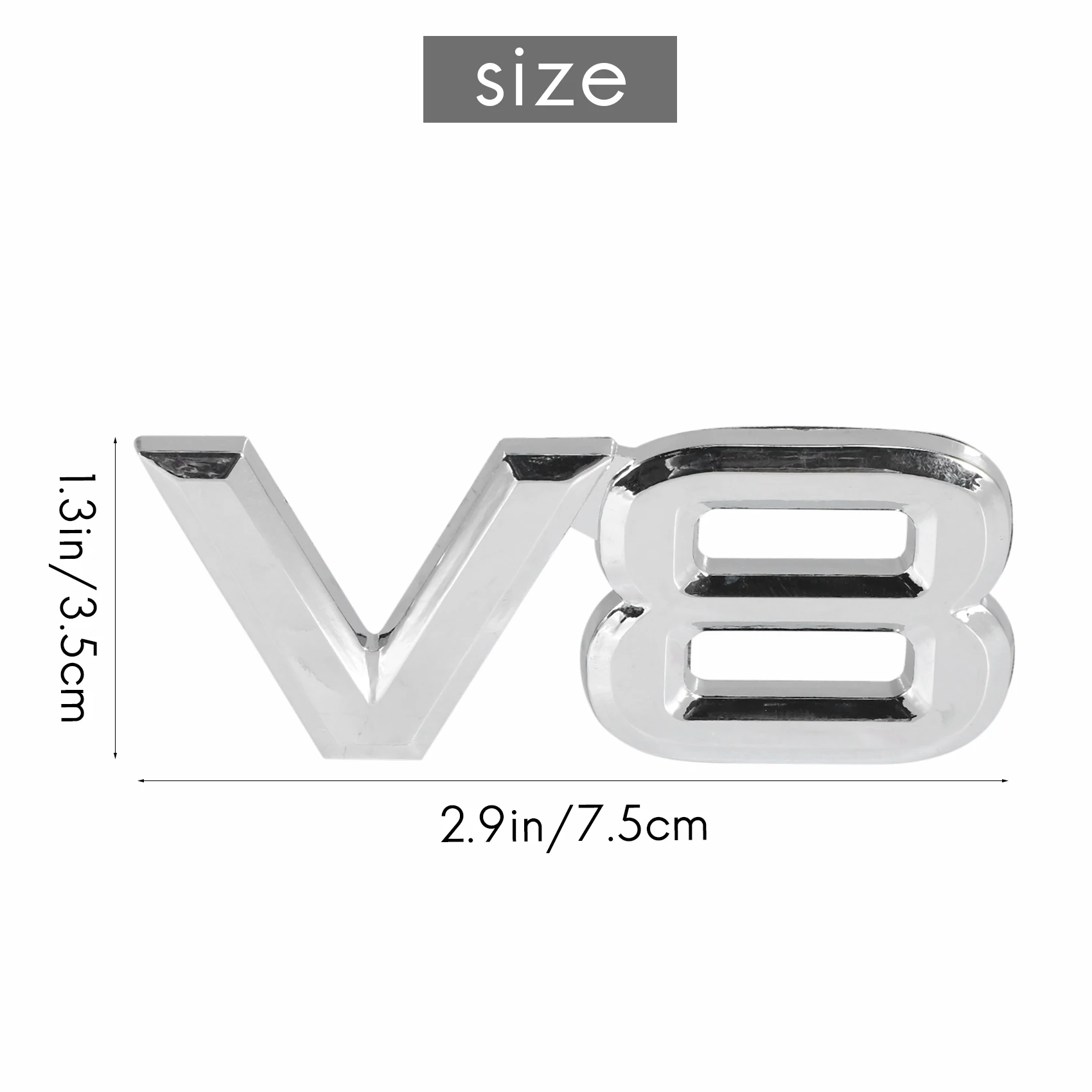 7.5X3.5Cm Auto V8 Stickers 3d Chrome Sticker Badge Embleem