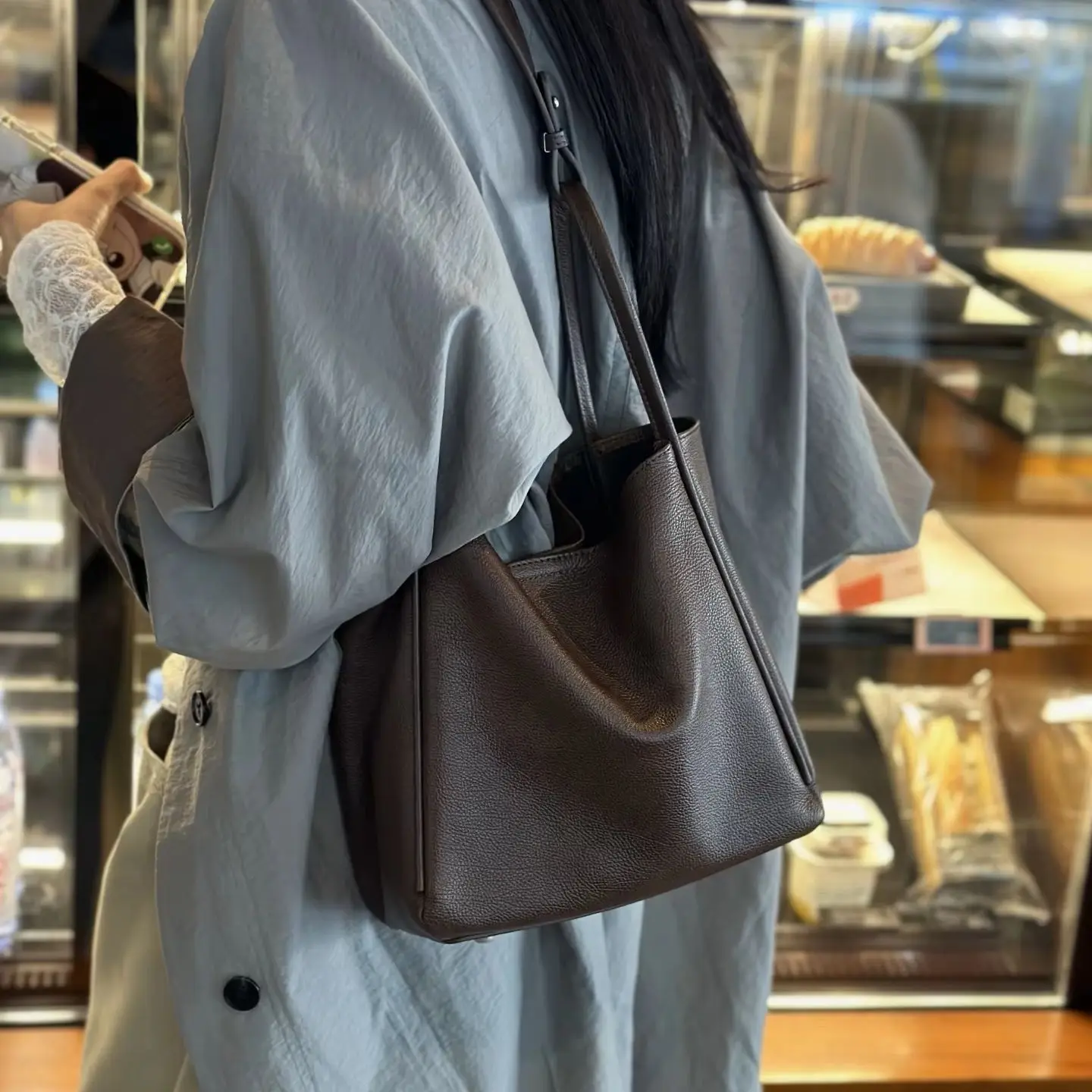 

Genuine Grade Cow Leather Women Shoulder Bucket Bags Luxury Designer Brand Handbag for Woman Tote Ladies Small Bags Female New