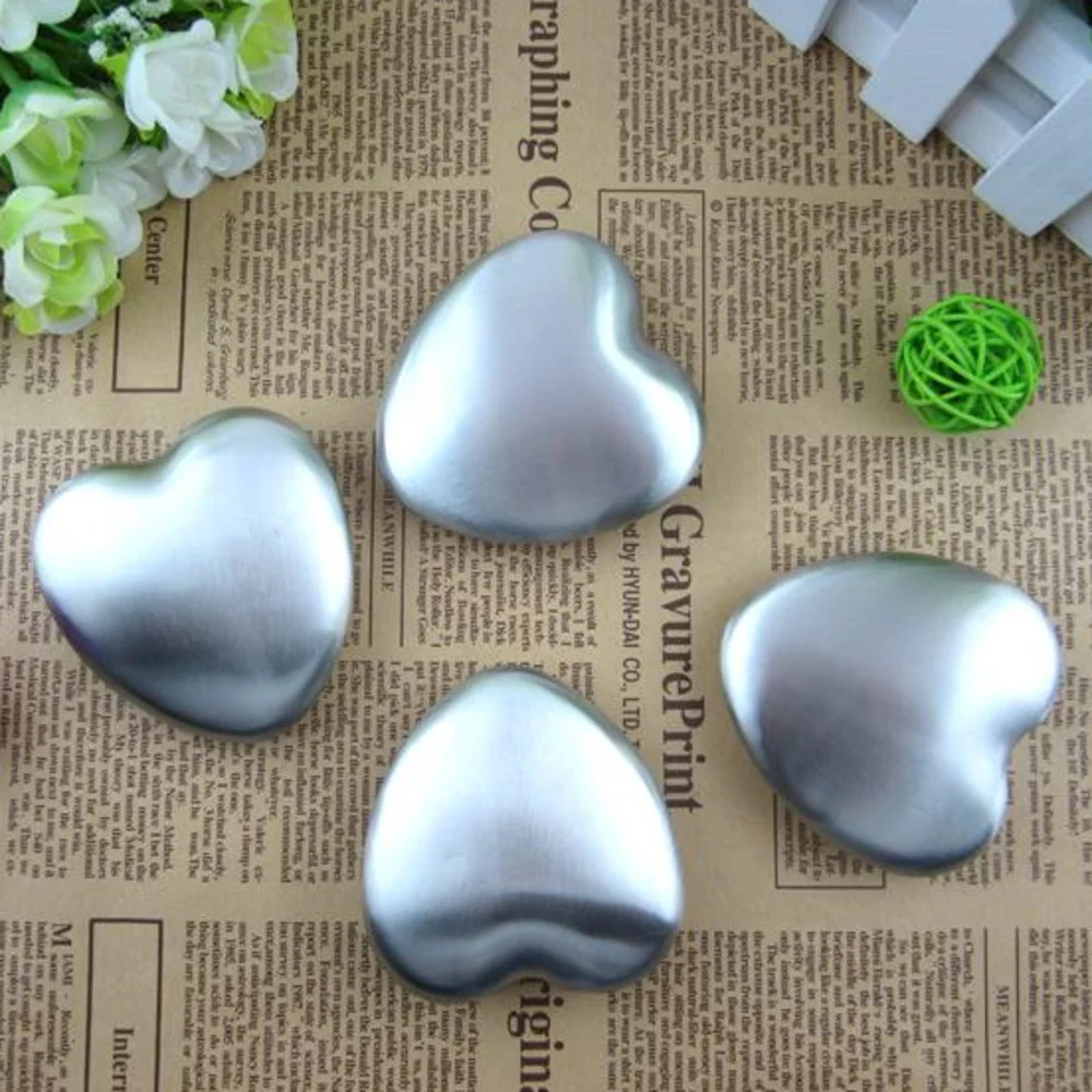 Stainless Steel Soap Heart Shaped Odor Smell Remover Magic Soap Hand Washing Skin Care Eliminating Odor Bathroom Tool