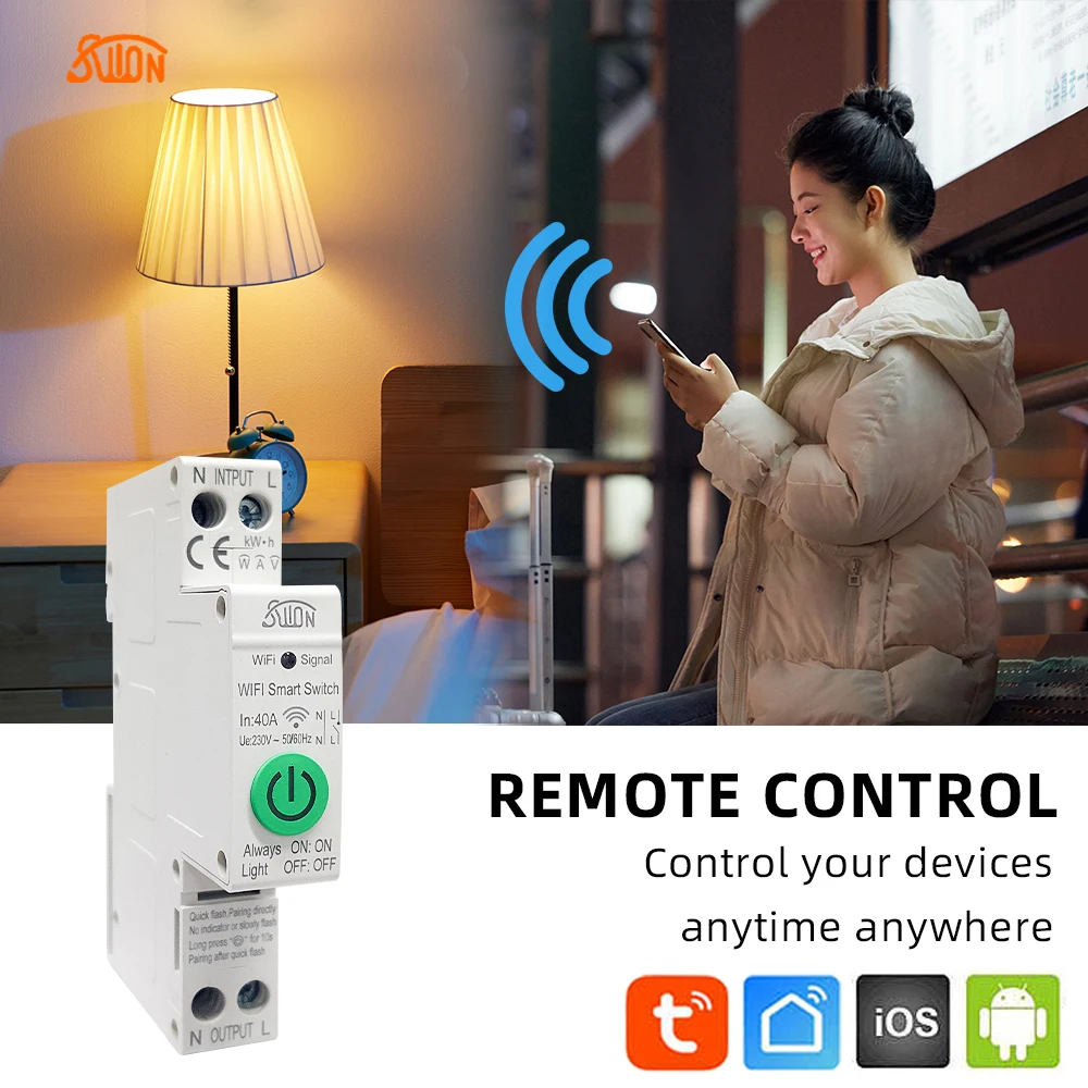 TUYA 1P + N WIFI Smart Switch smartlife 40A contatore di energia Kwh misurazione monitoraggio interruttore relè Timer MCB