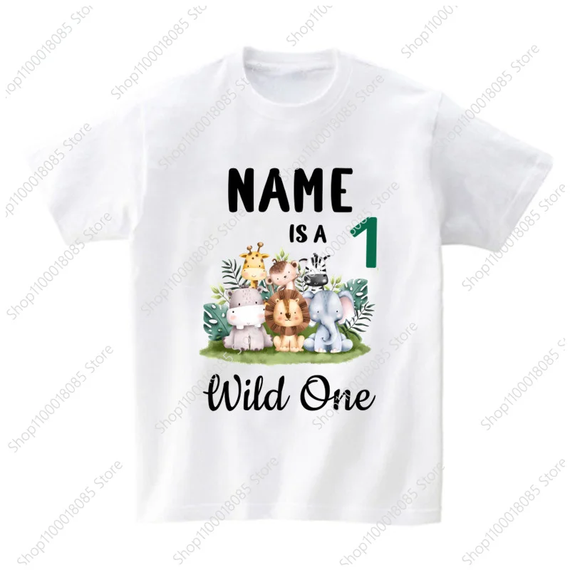 Family Matching Zoo Animal Party Birthday Tshirt Wild One Clothes Kids Boy Shirt Party Girls TShirt Children Outfit Custom Name