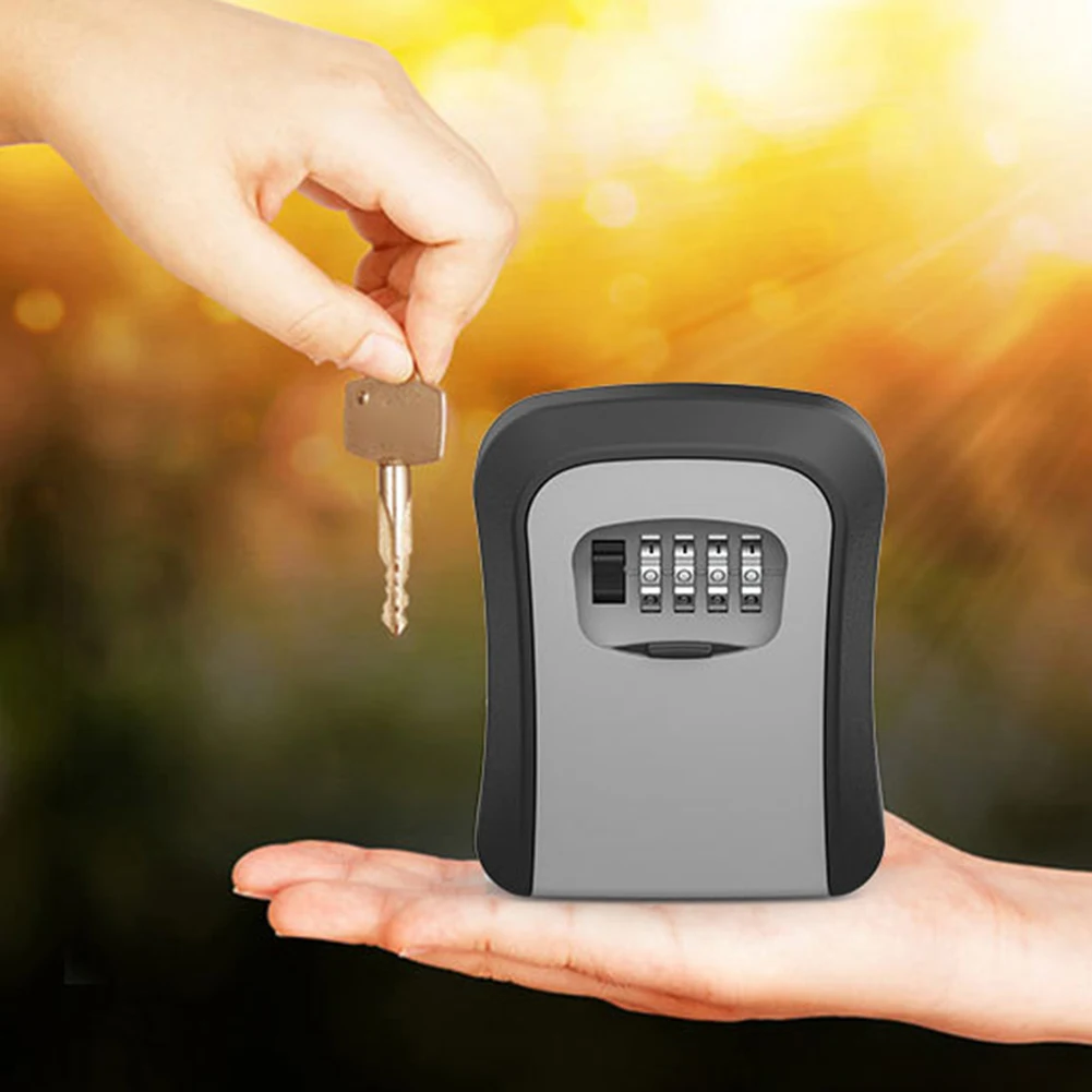 4 Digit Combination Code Lock Secret Key Safe Box Wall Mounted Anti Theft Key Case Home Waterproof Office Safety Storage Case