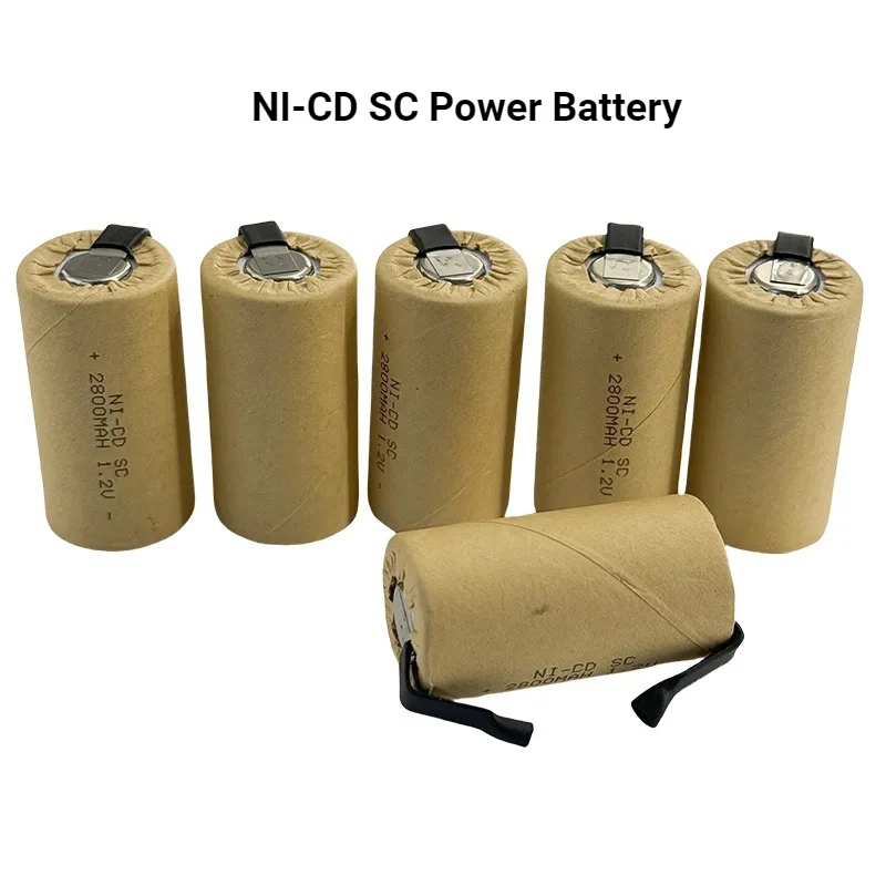 For Screwdriver Electric Drill SC Batteries1.2V 2800mAh SubC Ni-Cd Rechargeable Battey with Soldering Tapes