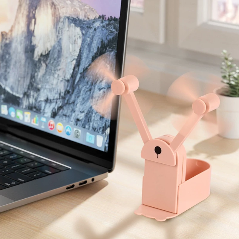 Personal Dual Head Fan Mini Portable Pocket Fan Powerful Handheld Foldable Fan For Office Travel Hiking Camping