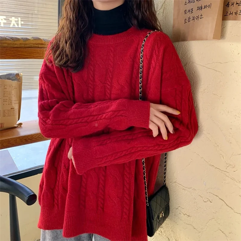 2023 New Autumn Winter Fashion Style Versatile Women's Knitting Pullover Sweater Elegant Korean Version Loose Female Sweater
