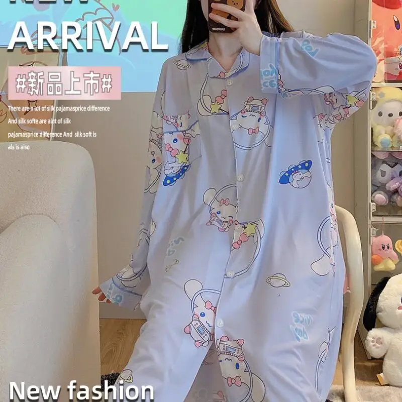 بلدي ميلودي فتاة شابة سترة النوم تنورة Kawaii الكرتون طالب طويلة الأكمام منامة الترفيه Homewear فستان نمط جديد #3