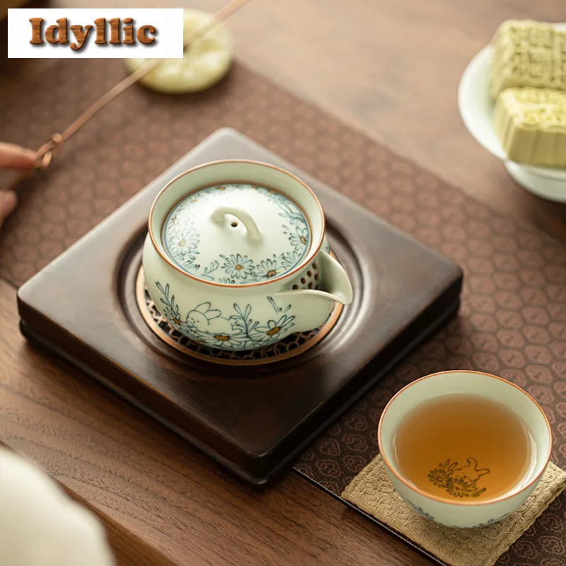 2 قطعة/الوحدة رو كيلن ديزي لطيف أرنب الأزرق والأبيض فنجان الشاي زن وعاء الشاي القدح الشاي تذوق التأمل كوب Jianzhan ماستر أكواب 70 مللي #2