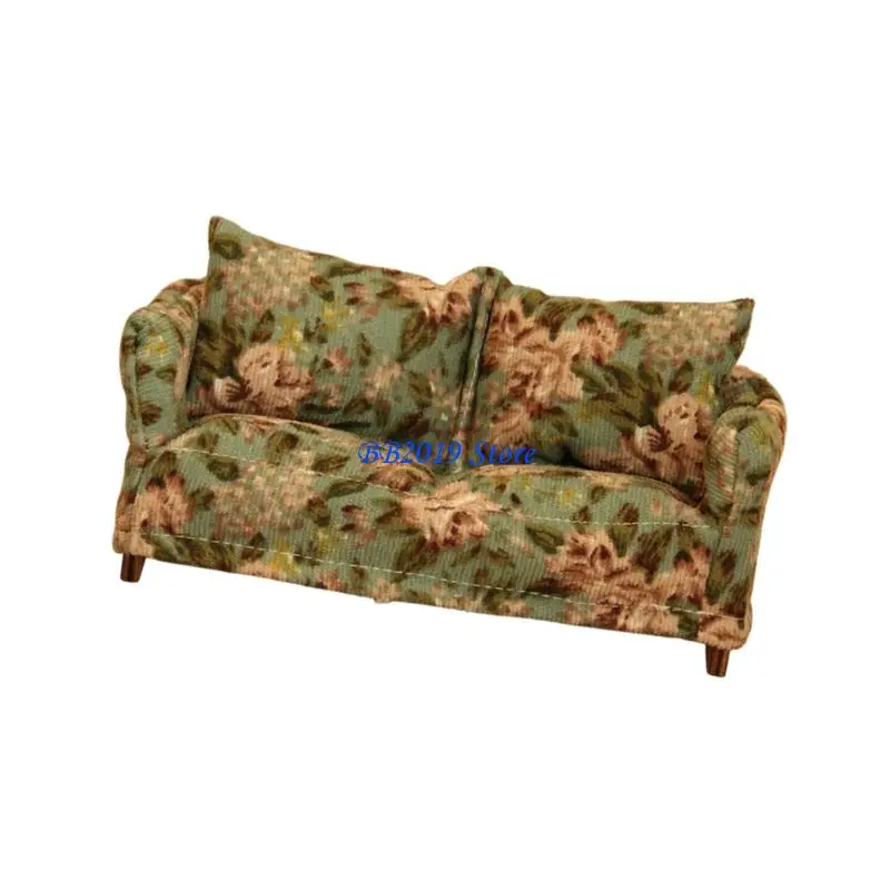 sofá en miniatura Q0KB, juguete para decoración casa muñecas 1/12, sofá con asiento amor para