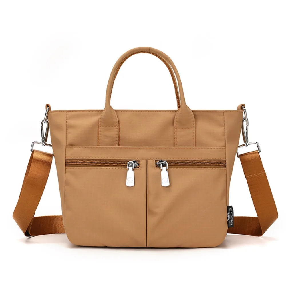 

Casual Oxford Cloth Crossbody Bag Wide Shoulder Strap Solid Color Nylon Cloth Handbag Multi-pocket Lightweight Canvas Tote Bag