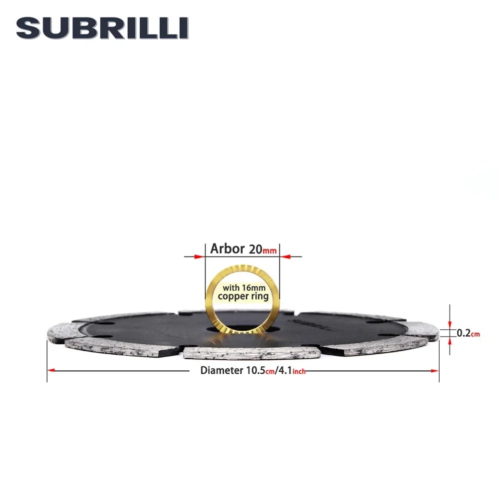SUBRILLI-hoja de sierra de disco de diamante de 4 pulgadas, disco de corte en seco, amoladora angular, disco Circular, mármol, granito, cemento, electroherramienta