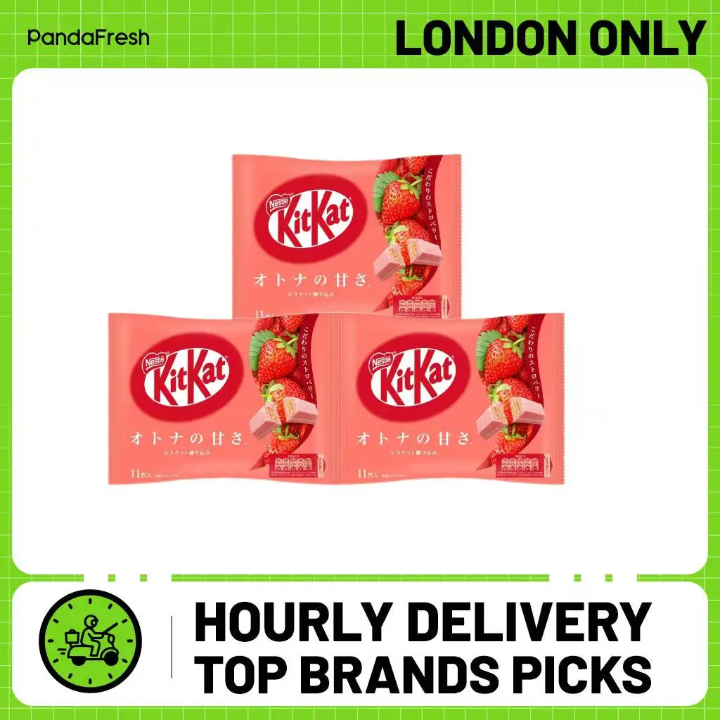 نستله كيت كات رقاقة بنكهة الفراولة لكل علبة (11 قطعة)*3