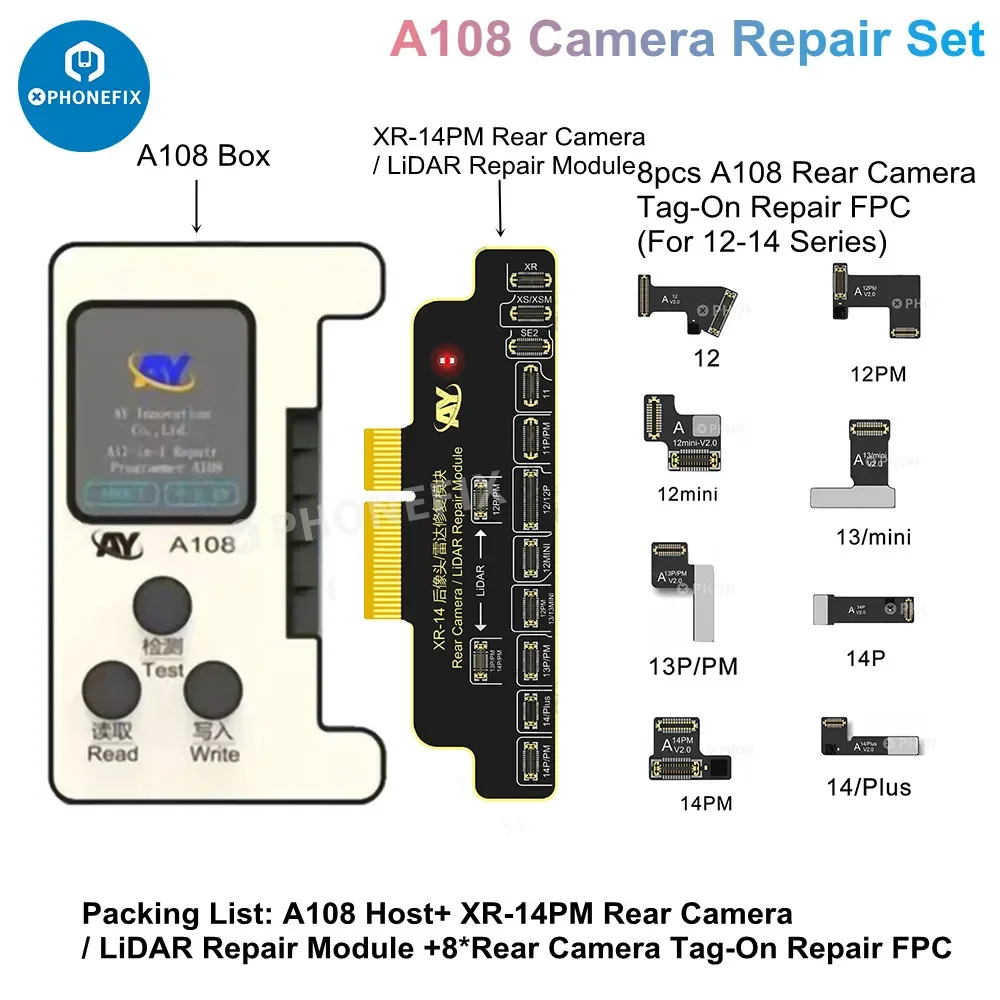 A108 BOX Face ID True Tone Battery Programmer for iPhone X-14 Pro MAX Dot Projector Read Write Dot Matrix Face ID Repair Flex