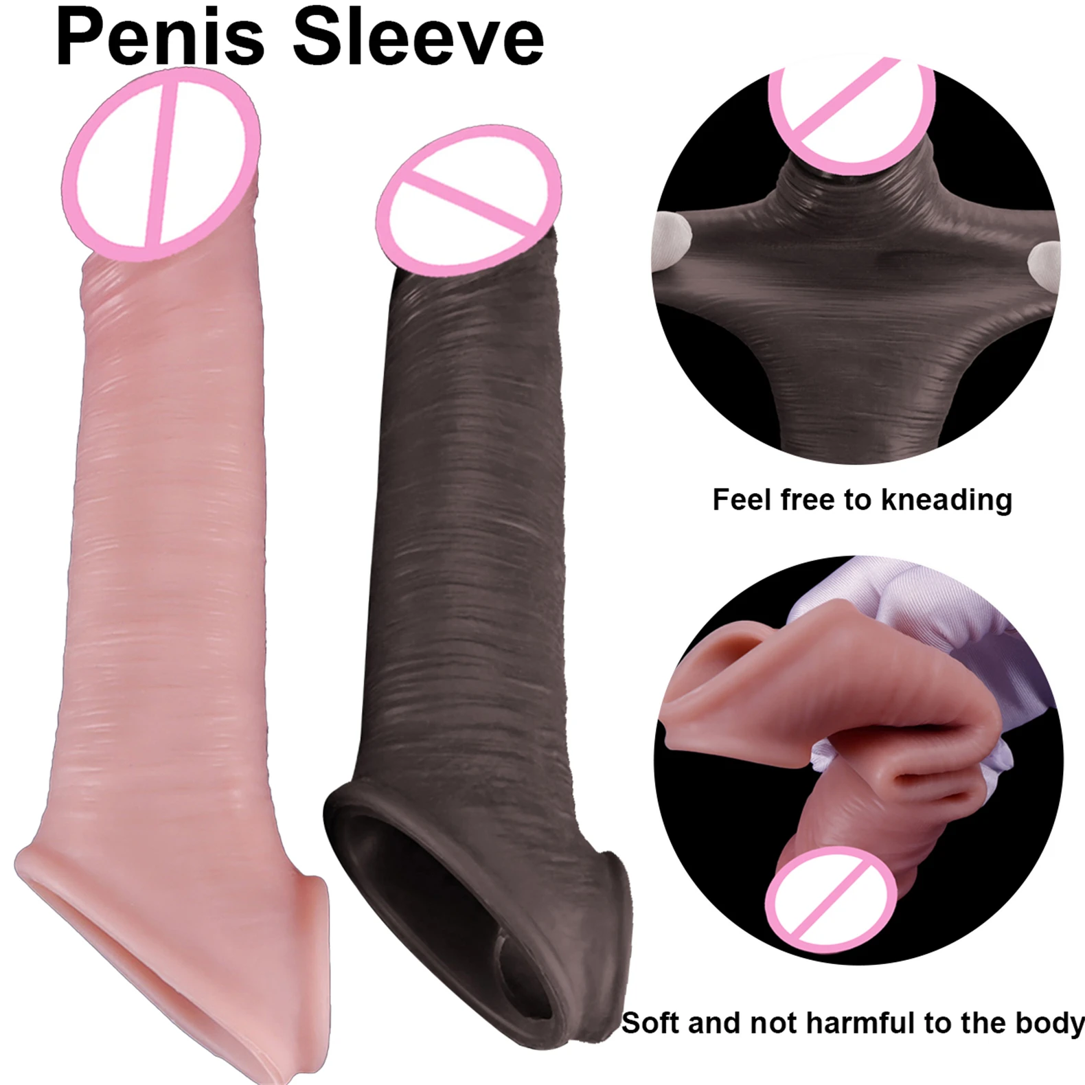 Silicone Penis Sleeve Penis Extender Reusable Cover Penis Enlargement Delay Ejaculation Sex Toys For Man Gay Increase Boldness