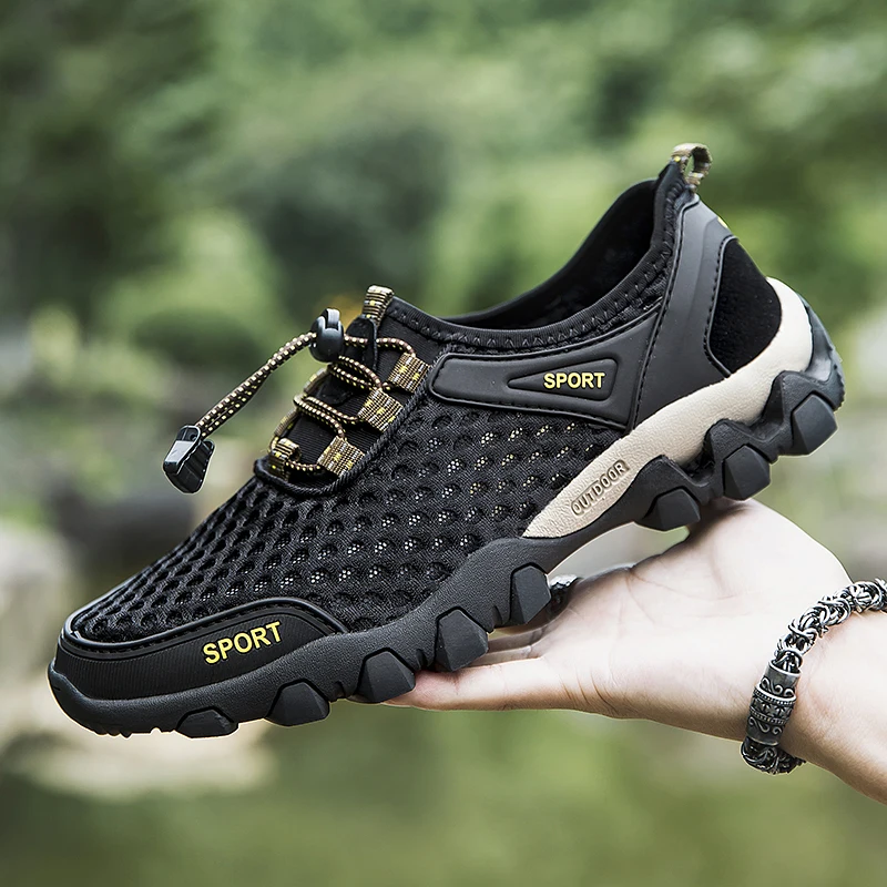 

Summer Men Breathable Casual Mesh Shoes Ultra-thin Outdoor Sweat Absorbing Quick Drying Sports Hiking Mountaineering Shoes