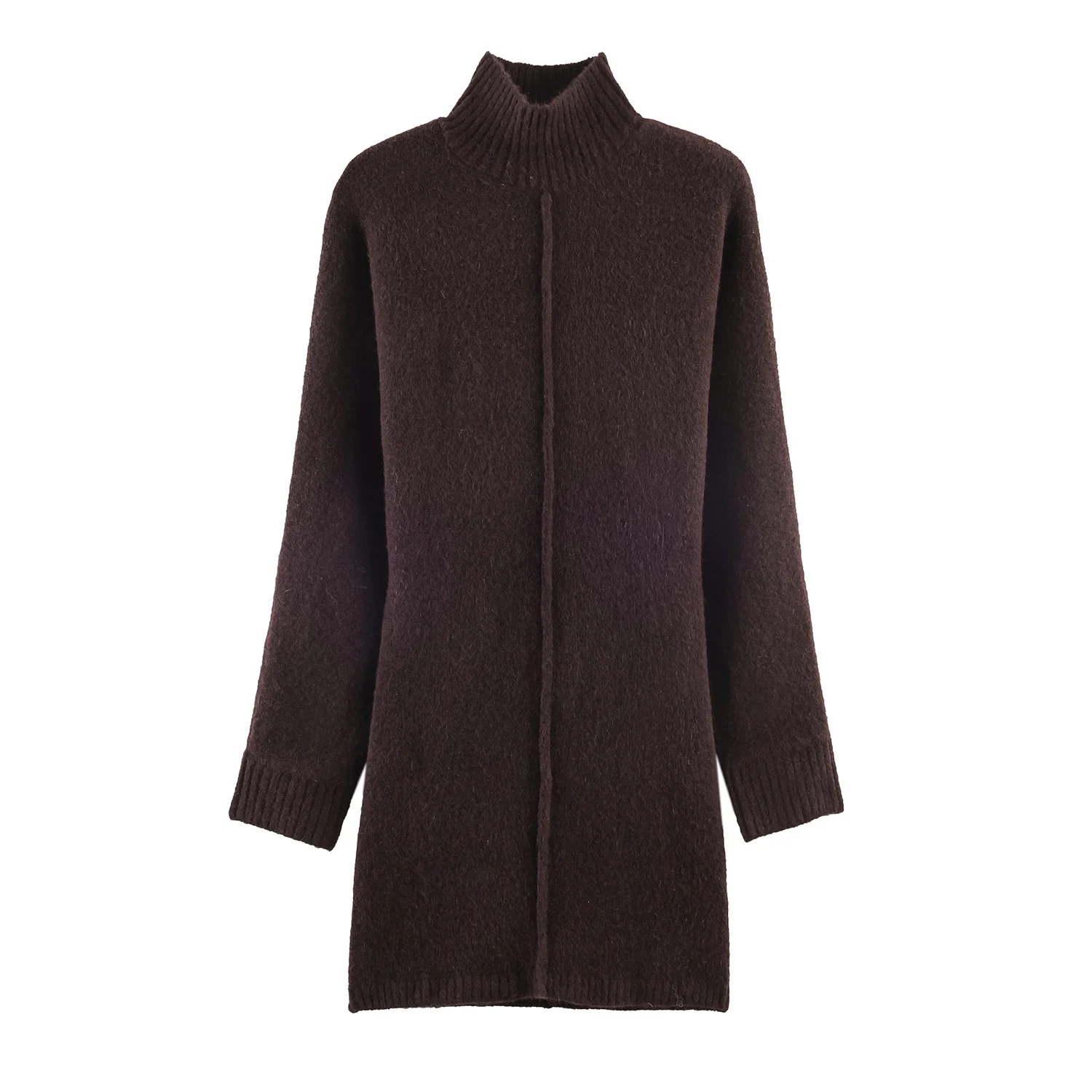 Damskie swetry jesienno-zimowe, dzianinowe sukienki dla kobiet, modne sukienki z golfem, z długim rękawem, krótkie sukienki, ciepłe sukienki swetrowe z rozcięciem dla pań.