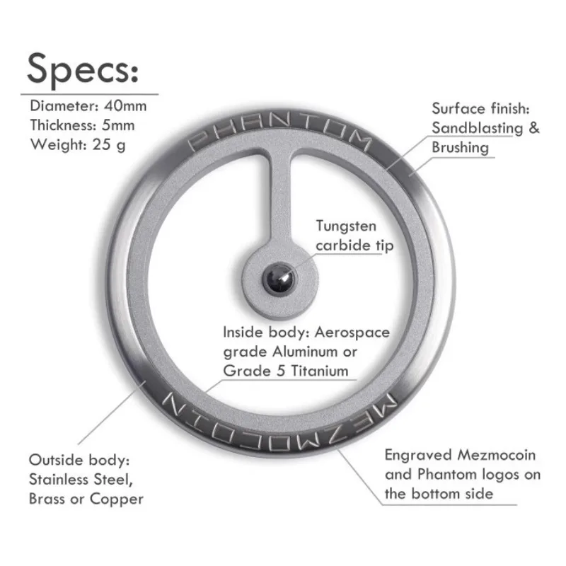 Mezmocoin Phantom Coin Spinning Top Tip Hand Fidget Spinner EDC Metal Stress Relief Toy Antistresse Relieving Anxiety Gadgets