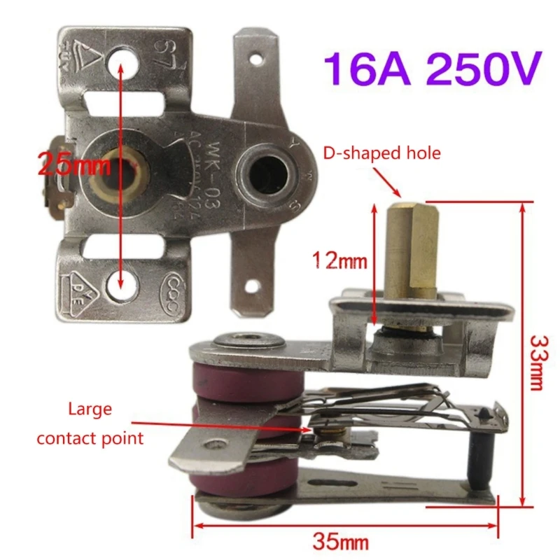 250V 15A 10A Adjustable Temperature Switches Bimetallic Heating Thermostat