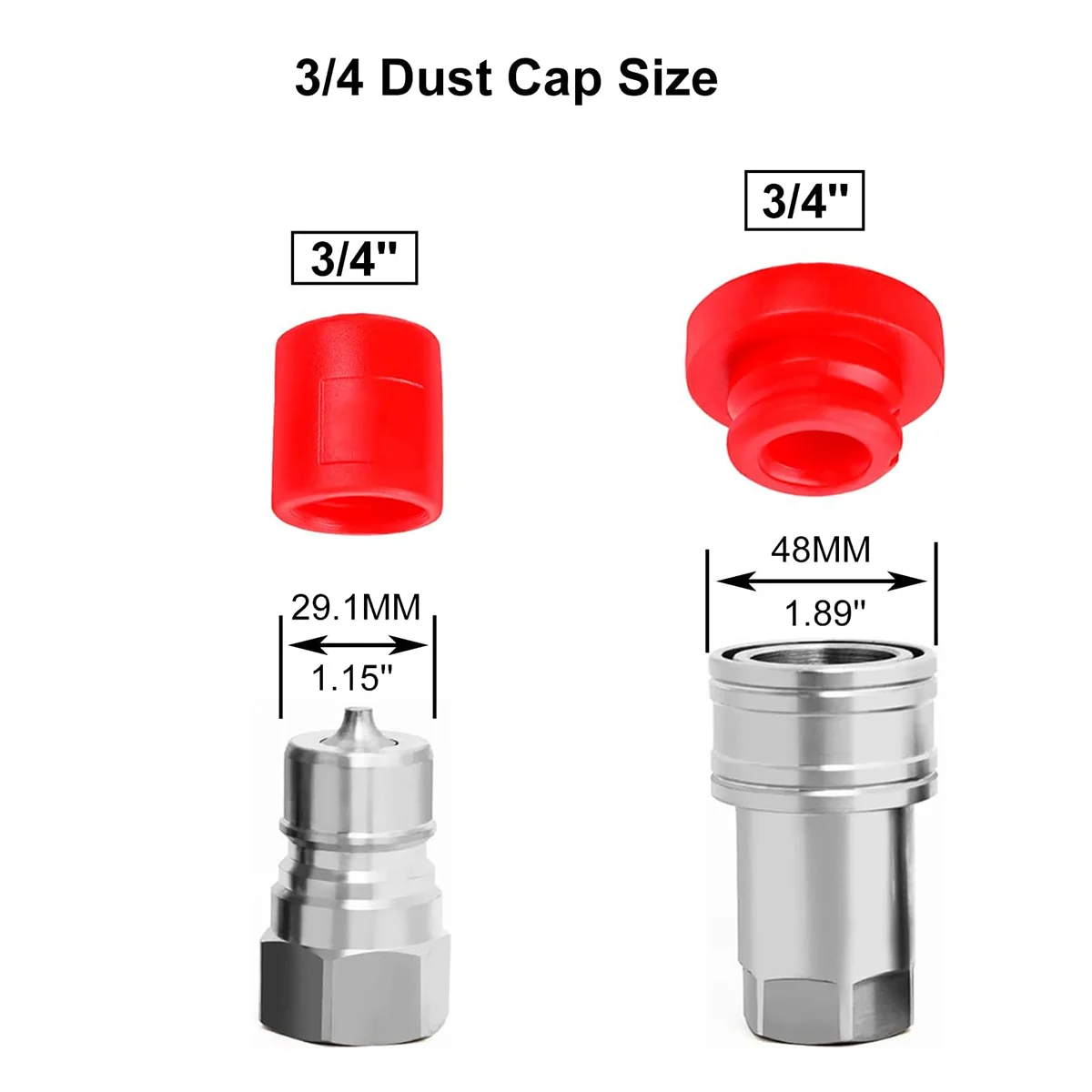 ISO-A 3/4 الهيدروليكية مقرنة سريعة الذكور غطاء غبار و غطاء قابس الإناث ، يناسب الهيدروليكية قطع السريع مقرنة