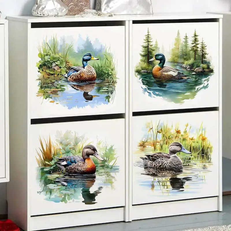 

Cute Colorful Swimming Duck Wall Sticker Bathroom Living Room Background Decorations Wallpaper Creative Animals Stickers M849