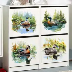 Cute Colorful Swimming Duck Wall Sticker Bathroom Living Room Background Decorations Wallpaper Creative Animals Stickers M849