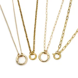 Fashion Brass Necklace For DIY Jewelry Making Gold Plated With Spring Ring Clasp Necklace Gift, 1PC