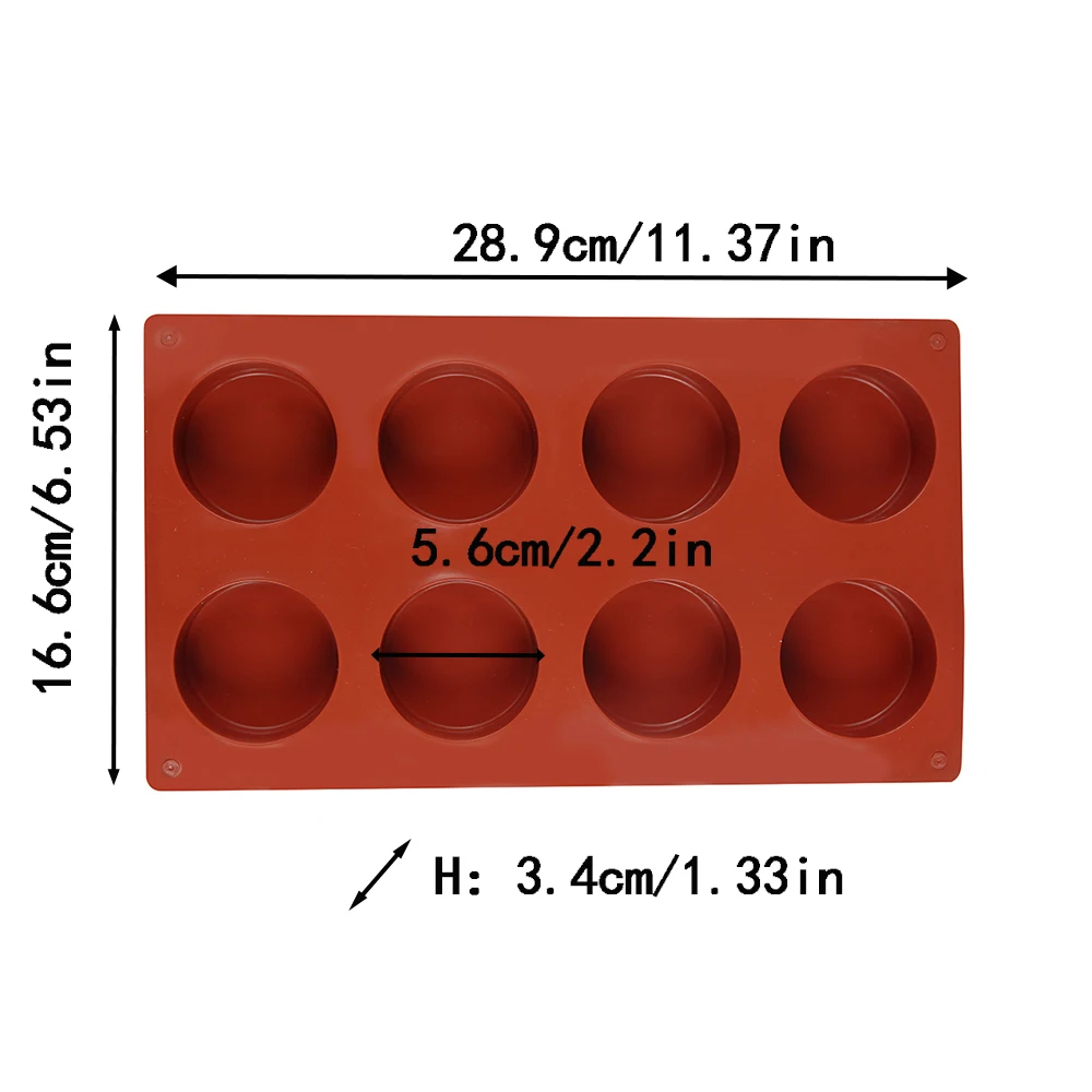 Stampo per torta rotondo in Silicone a 8 cavità stampo per biscotti ricoperto di cioccolato accessori per la cottura della pasticceria per