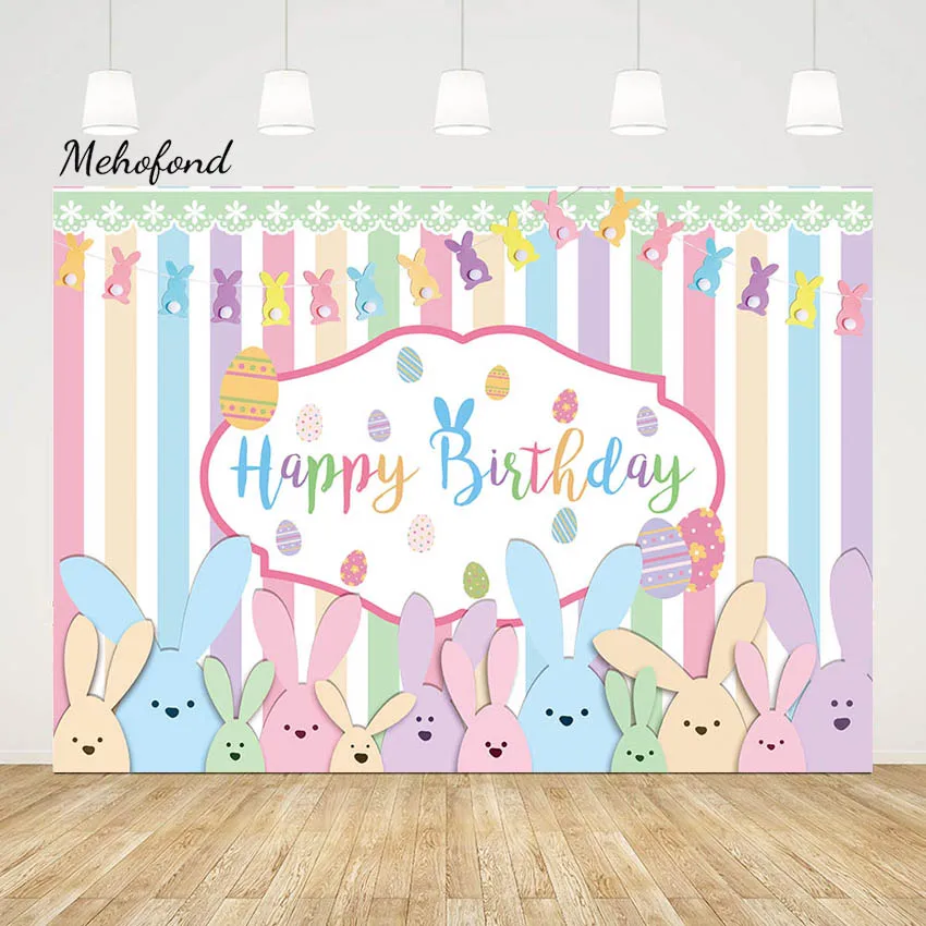 

Mehofond Spring Photography Backdrop Bunny Rabbit Banner Decor Newborn Birthday Baby Shower Portrait Background Photozone Studio