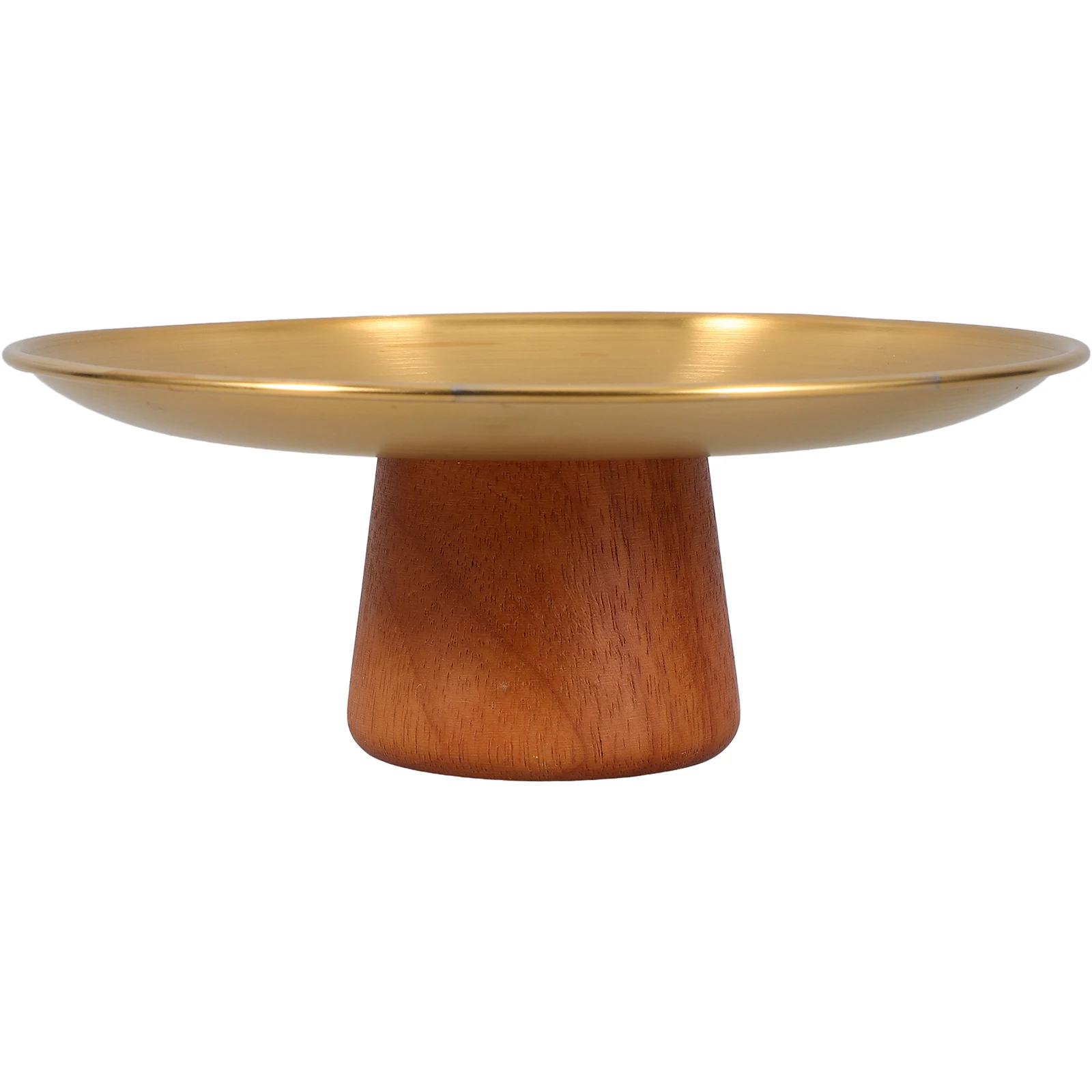 

Stainless Steel Plate Tall Footed Tray Kitchen Counter Decorative Bowl Desserts Footed Tray Round Snacks Silver Modern