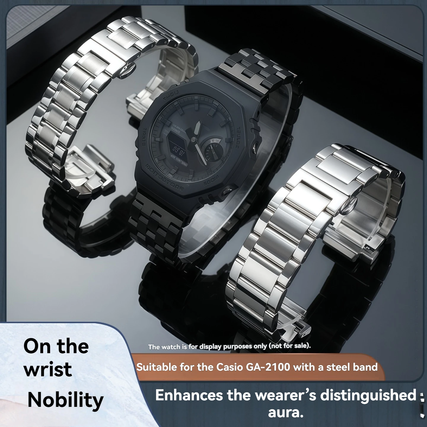 Suitable for Casio G-SHOCK series watchband GA-2100/2110 GA-B2100 stainless steel bracelet steel strap replacement accessories