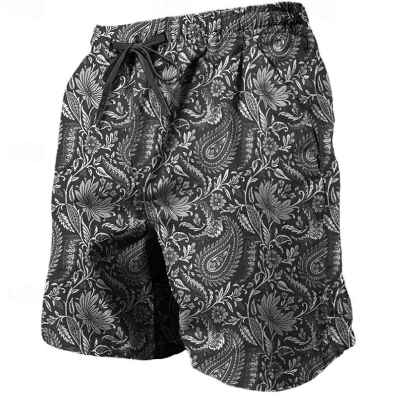 Trend Paisley Graphic Beach Shorts For Men Fashion Summer Cool 3D Printed Swim Trunks Casual Streetwear Oversized Short Pants