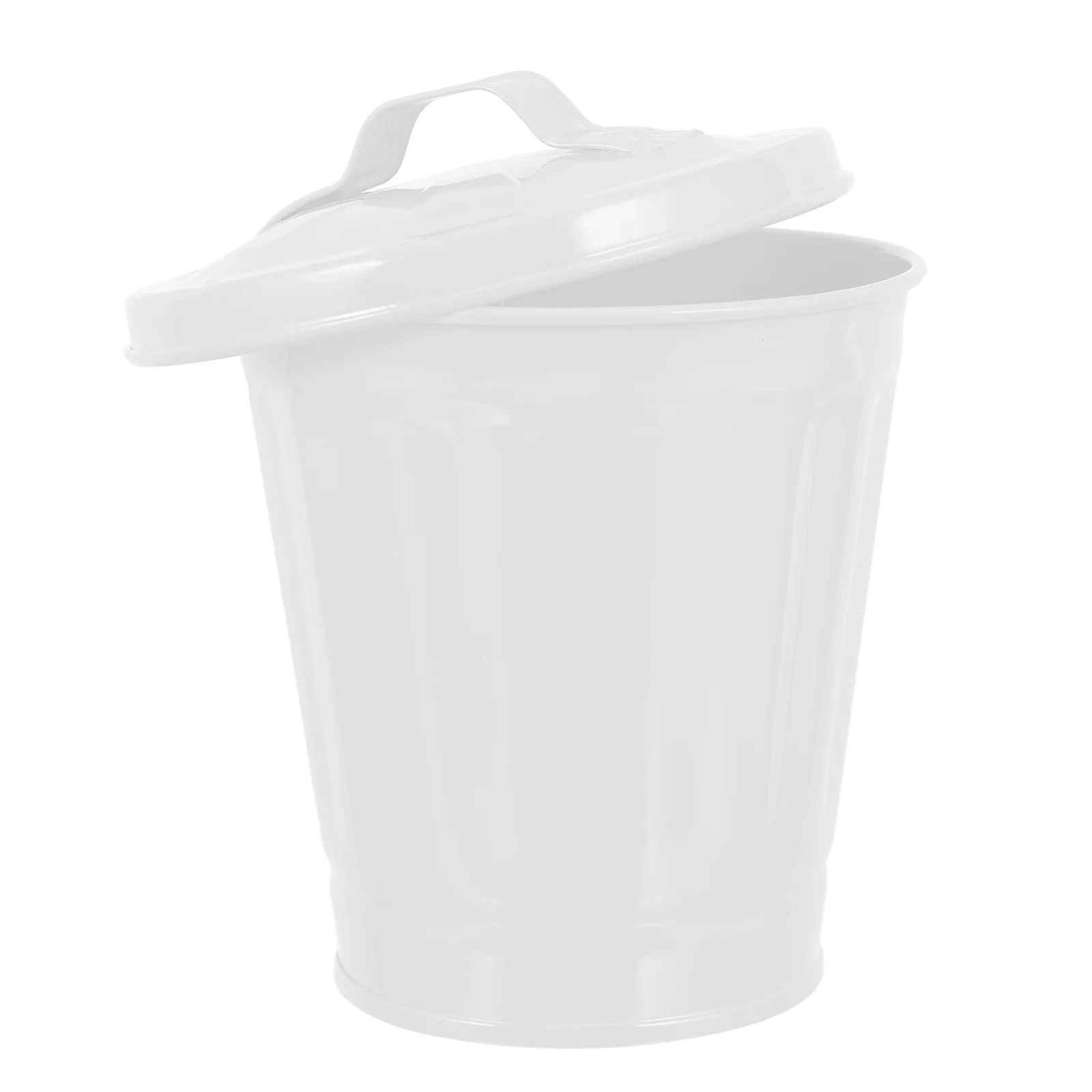 

Garbage Can Trash Recycling Container Waste Bin with Lid Small Desktop Containers Storage Iron Lovely Office