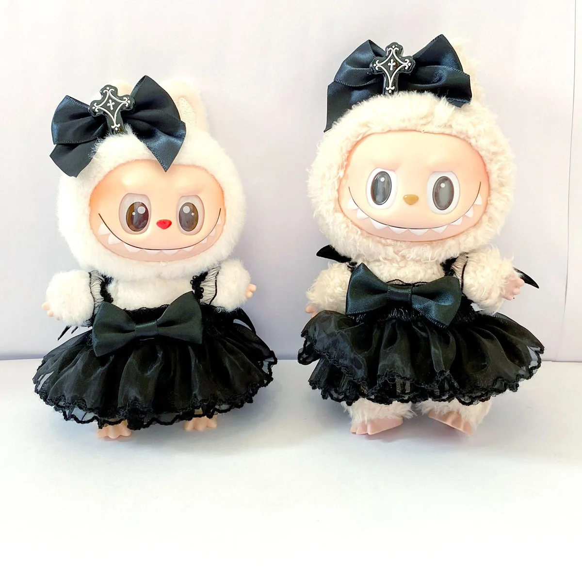 Mini Plush Doll Clothes Devil Clothes For Labubu&Cotton Doll Elf Wing Tail Horn Headwear Halloween Costume Accessory
