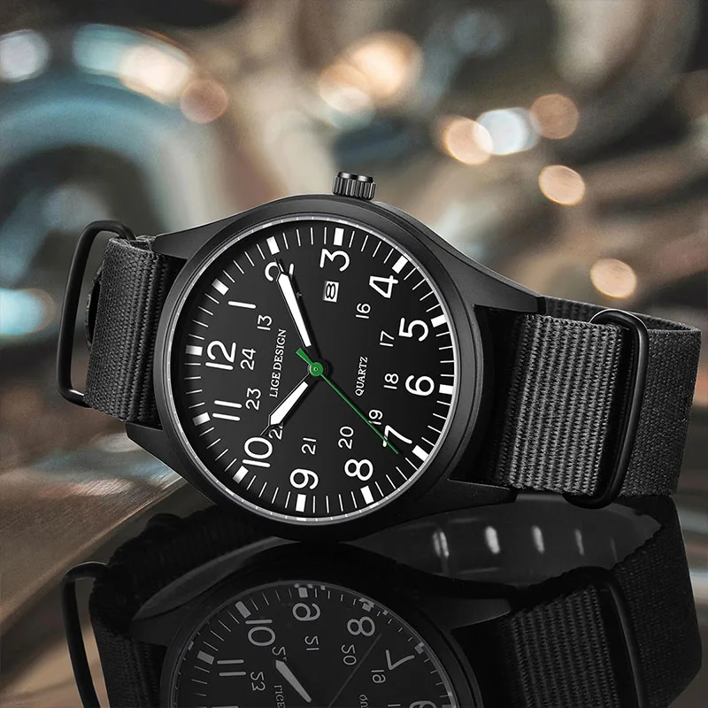 ساعة LIGE للرجال مضيئة مقاومة للماء ساعة يد كوارتز إبداعية عصرية 2025 ساعات جديدة للرجال reloj hommes ساعة عصرية للرجال
