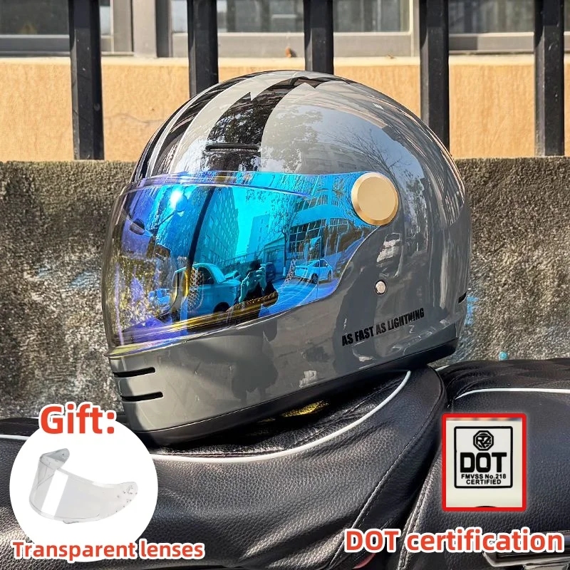 

ORZ Motorcycle Helmet Retro Full Helmet DOT Certification Colored Lenses Professional Racing Off-road Crash Helmet Motorcycle